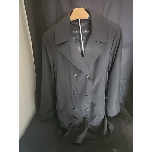 FLEET STREET Polyester/cotton Car Jacket Coat Womens size M Black With Belt - Picture 1 of 8